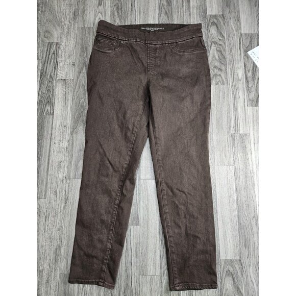 Chico's Pants Womens 10R 1.5R Brown Pull On Leggings Ankle Stretch Jeggings - Picture 1 of 10
